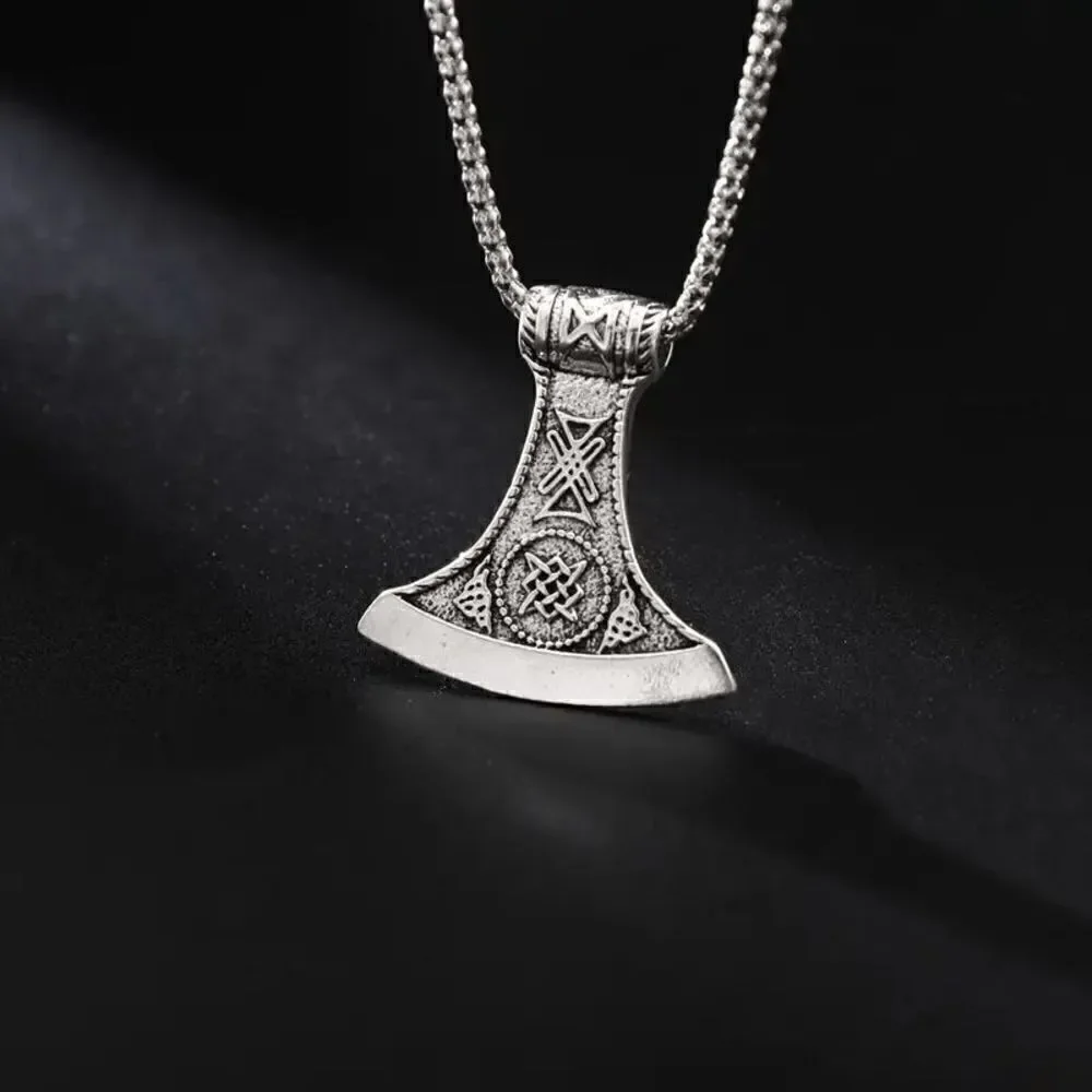 Viking Ax Stainless Steel Pendant Necklace